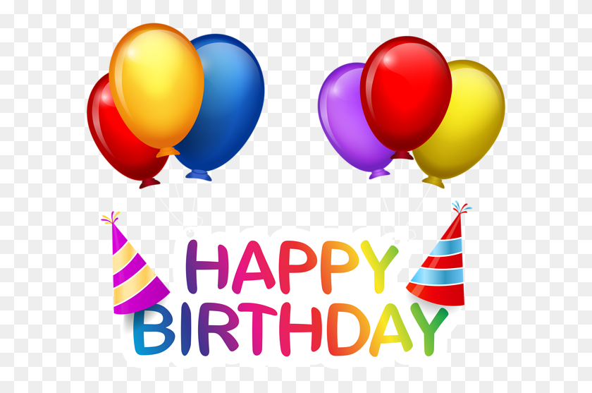600x497 Feliz Cumpleaños Con Globos Png Clip - Free Clipart Birthday Balloons