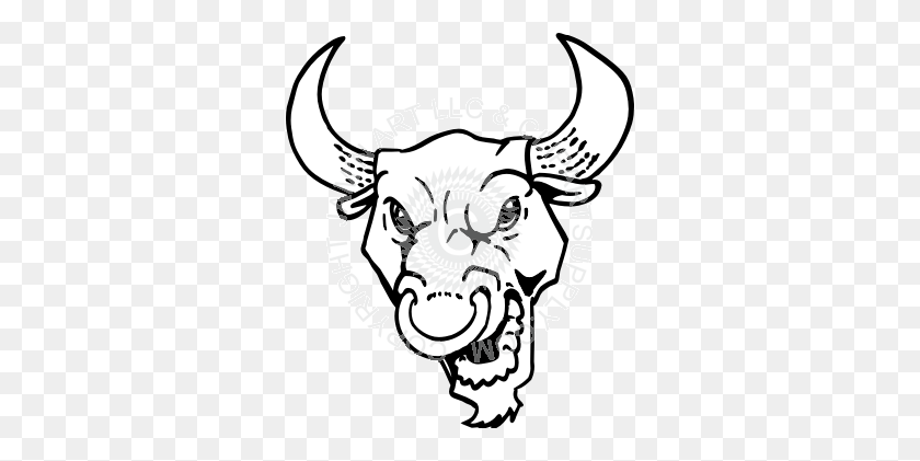 318x361 Happy Bull Head With Nose Ring - Bull Clipart Black And White