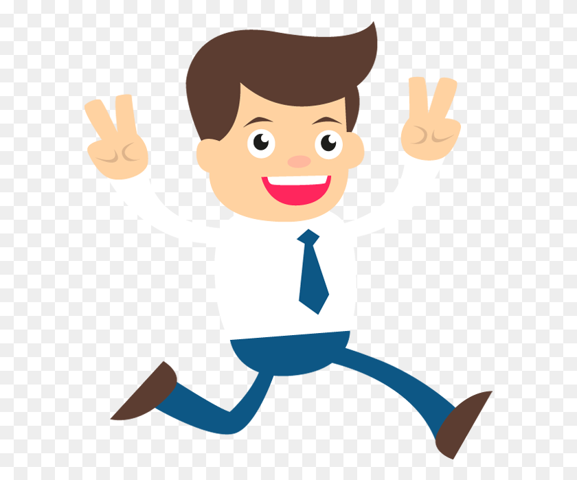 595x639 Happy Businessman Hands Raised Up - Man Clipart PNG