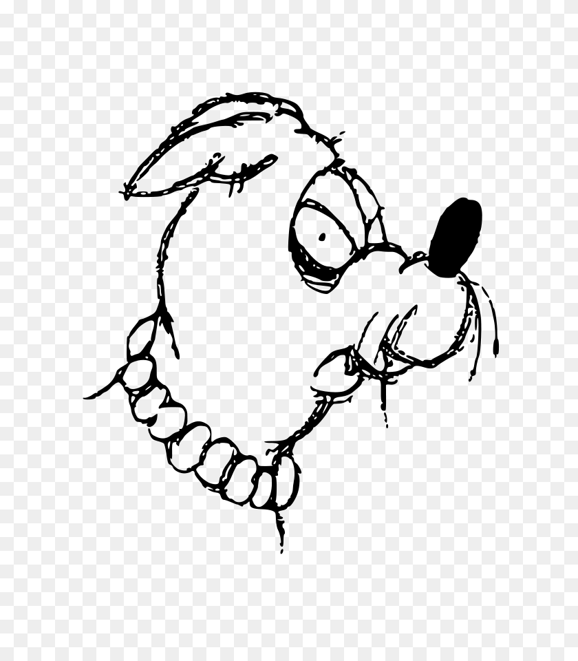 637x900 Счастливая Собака Лицо Картинки - Черно-Белый Клипарт Собака