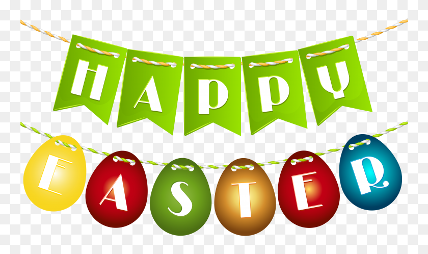 8000x4494 Happy Easter Egg Streamer Png Clip Art Gallery - Event PNG