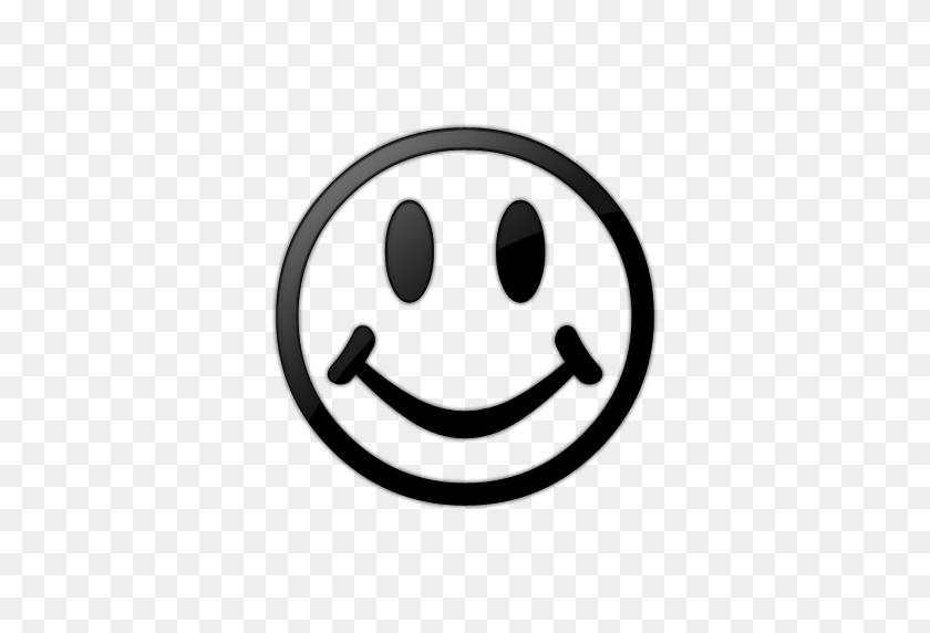 512x512 Happy Face Smiley Face Black And White Clipart Transparent Stick - Be Quiet Clipart