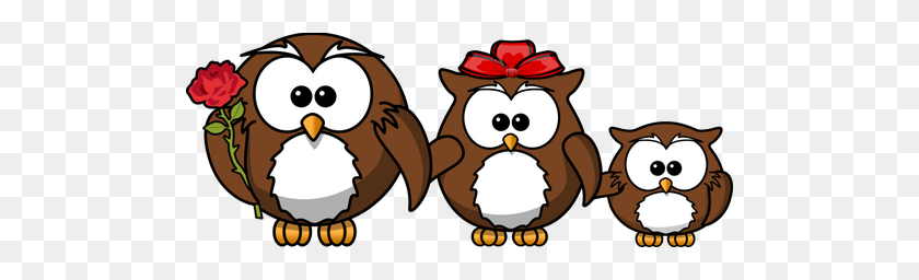 500x196 Happy Family Of Owls Vector Illustration - Happy Family PNG