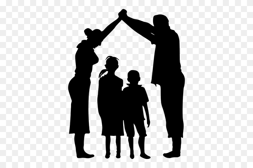 388x500 Happy Family Playing - Family Silhouette PNG