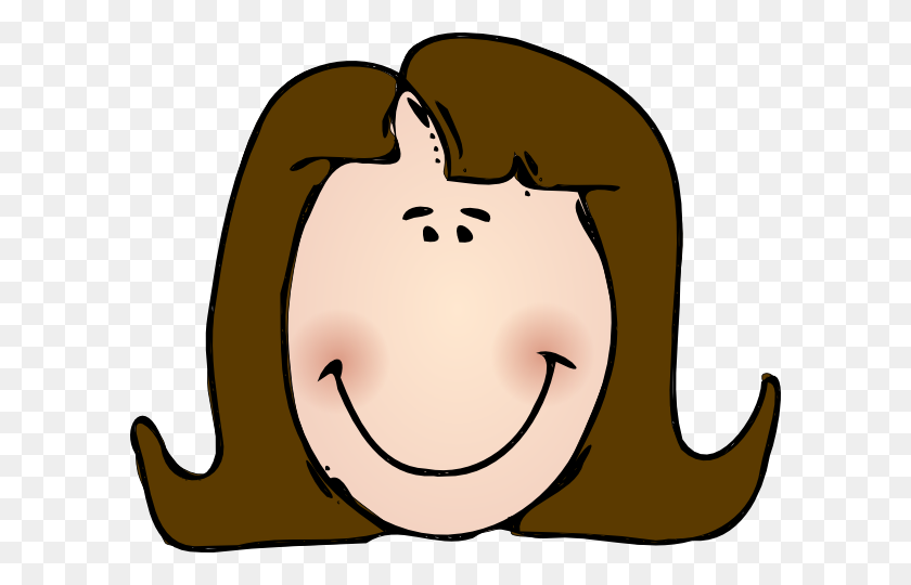 600x480 Happy Female Cartoon Face Clip Art - Woman Face PNG