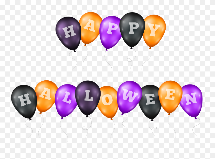 8000x5781 Happy Halloween Balloons Transparent Png Clip Art Gallery - Balloons Clipart Transparent