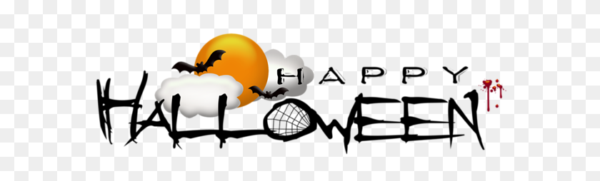600x194 Happy Halloween Clipart Transparent - Happy Halloween Clipart Black And White
