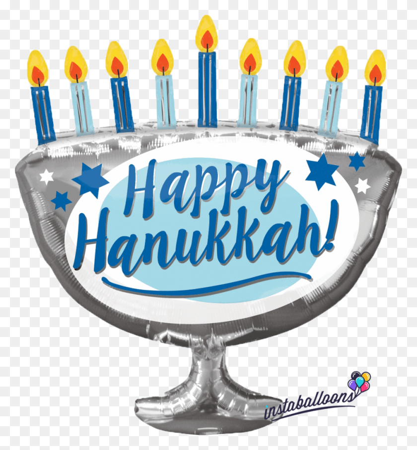 941x1024 Happy Hanukkah Menorah Large Balloon Instaballoons - Menorah PNG