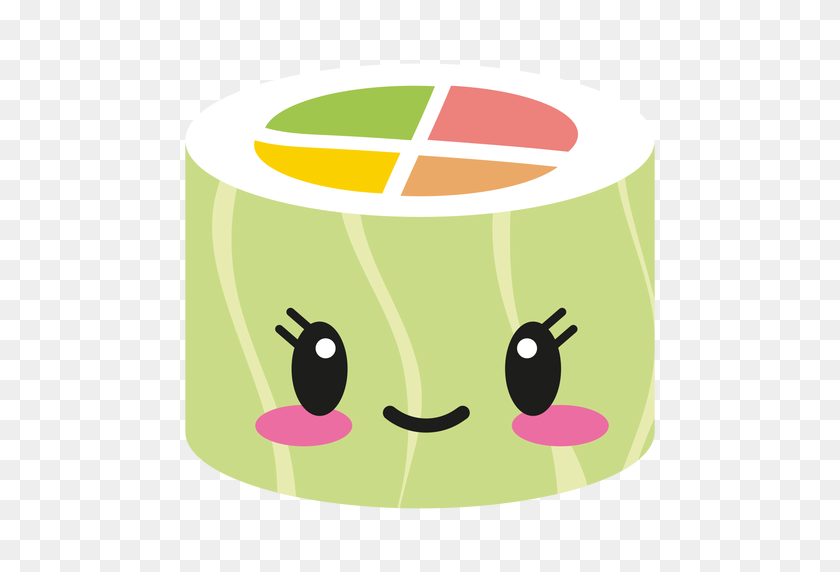 512x512 Happy Kawaii Face Суши Ролл Еда - Суши Ролл Png
