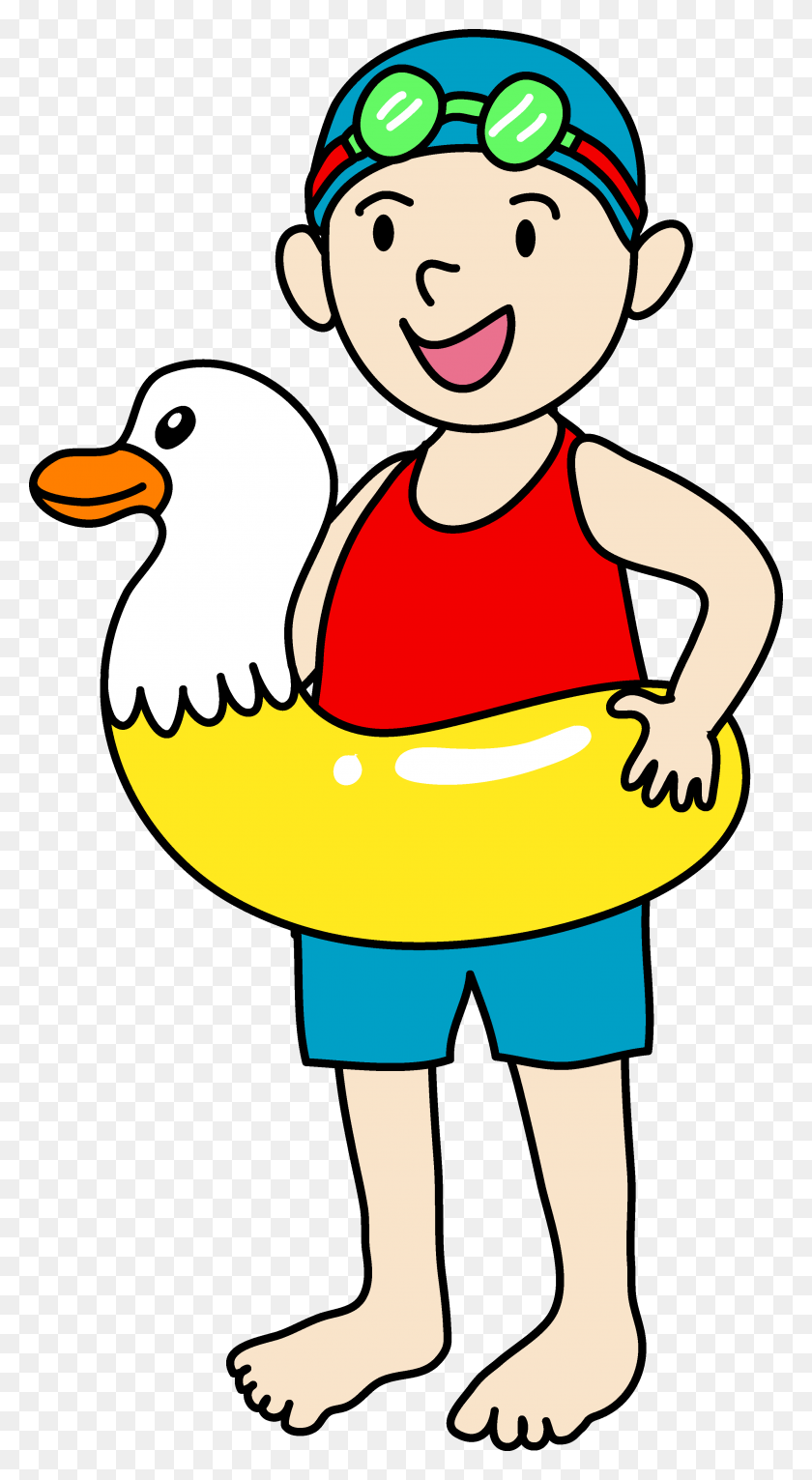 2703x5101 Happy Little Boy Going Swimming - People Laughing Clipart