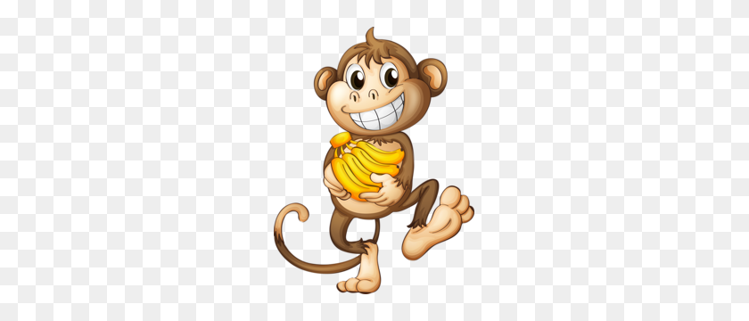 225x300 Happy Monkey With Bananas Monkeys Monkey, Cartoon - Monkey Banana Clipart