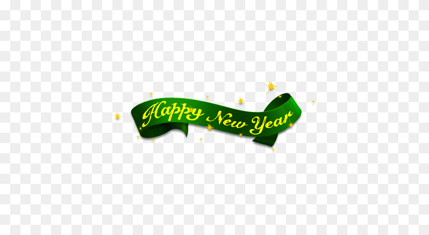 400x400 Happy New Year Green Ribbon Transparent Png - New Year PNG