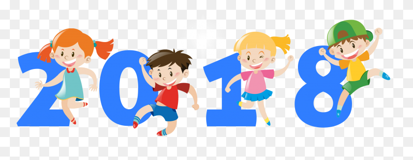 2588x888 Happy New Year With Kids Funny Clip Art - Wish Clipart