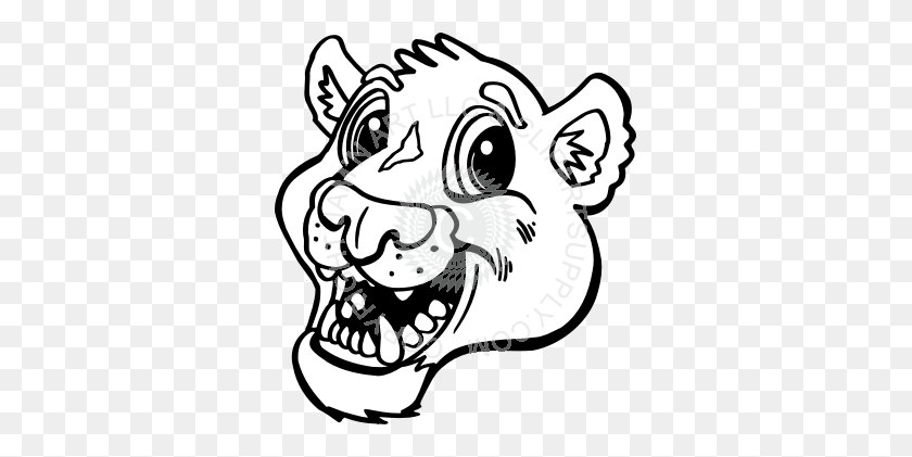 333x361 Happy Panther Head - Panther Face Clipart
