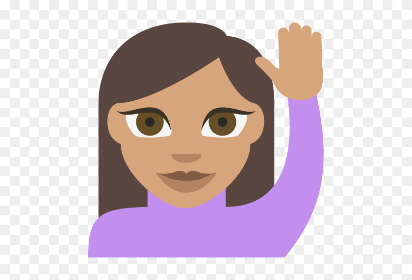512x512 Happy Person Raising One Hand Medium Skin Tone Emoji Emoticon - Tone Clipart