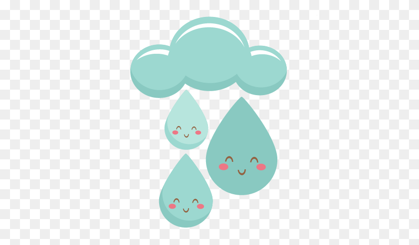 Happy Raindrops Scrapbook Cute Clipart - Rain PNG
