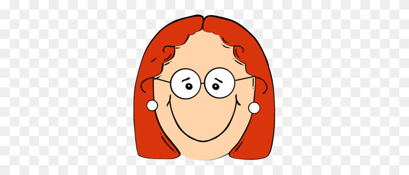 291x300 Happy Red Head Girl With Glasses Clip Art - Red Nose Clipart