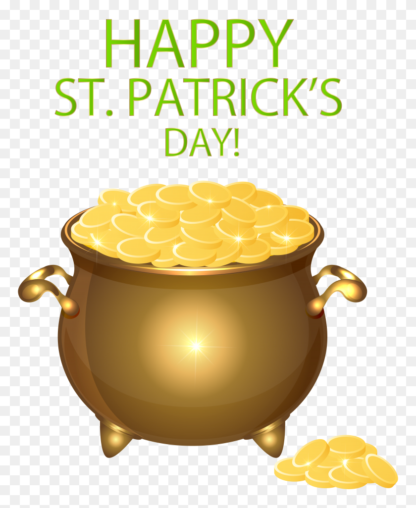 6455x8000 Happy Saint Patrick's Day Pot Of Gold Transparent Png Clip Art - Saint Patrick Clip Art Free