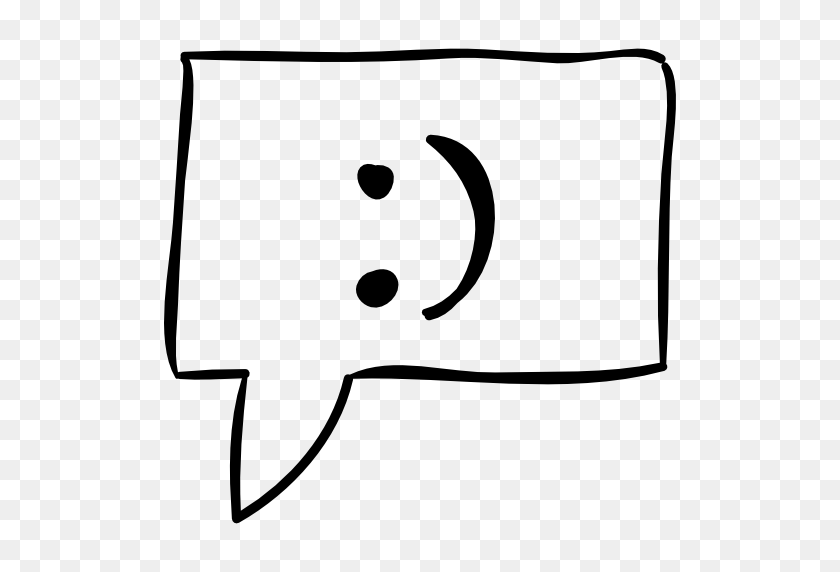 512x512 Happy, Sketched, Smiling, Speech Bubble, Message, Interface - Sketch PNG