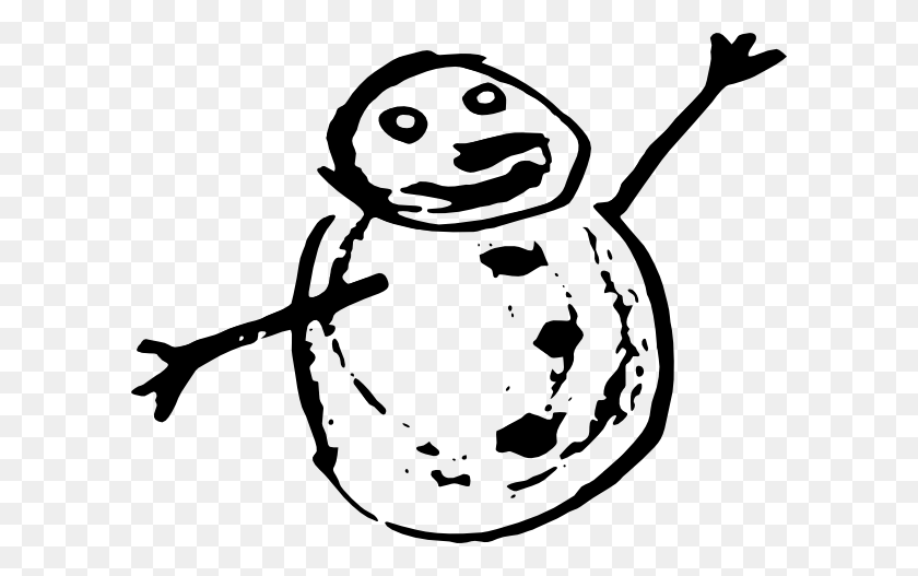 600x467 Счастливый Снеговик Каракули Картинки - Снеговик Клипарт Черный И Белый