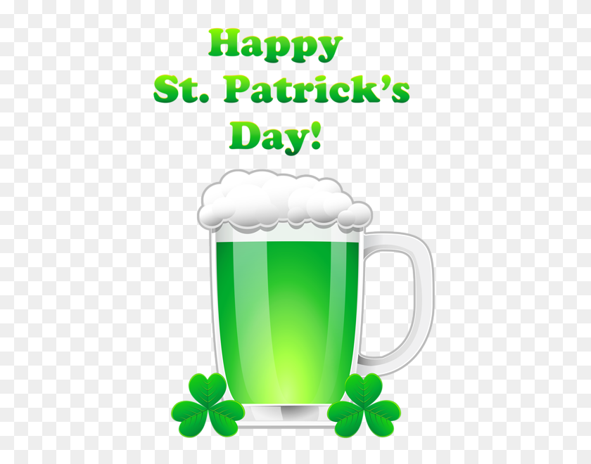 421x600 Happy St Patrick's Day With Green Beer Transparent Png Clip Art - Saint Patrick Clip Art Free