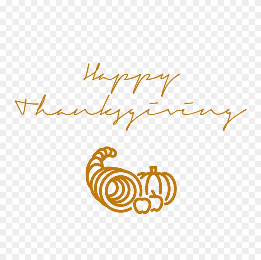 1000x1000 Happy Thanksgiving Signature Cornucopia Transparent Png - Thanksgiving Cornucopia Clipart