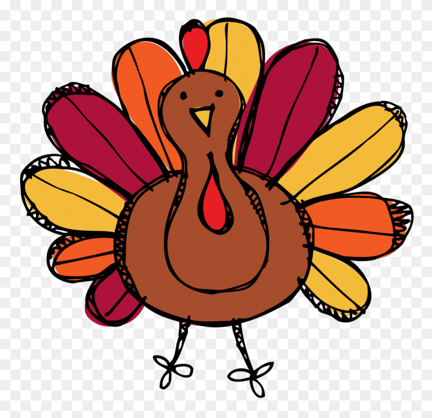 Happy Thanksgiving Turkey Clipart Black And White - Turkey Food Clipart