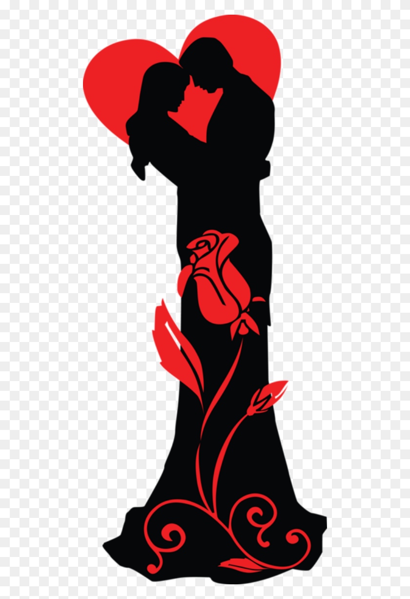 500x1166 Happy Valentine's Day Feelings Silhouette - Happy Couple PNG