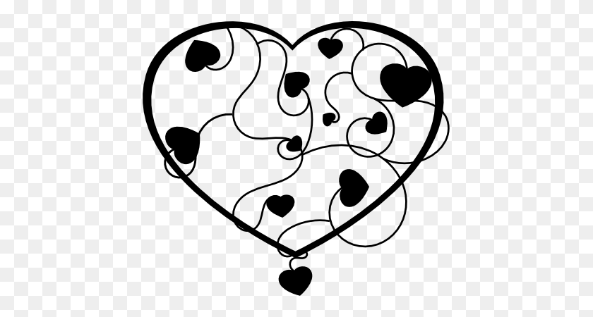 435x390 Happy Valentines Day In Hearts Clipart In Black And White Collection - Free Valentine Clipart