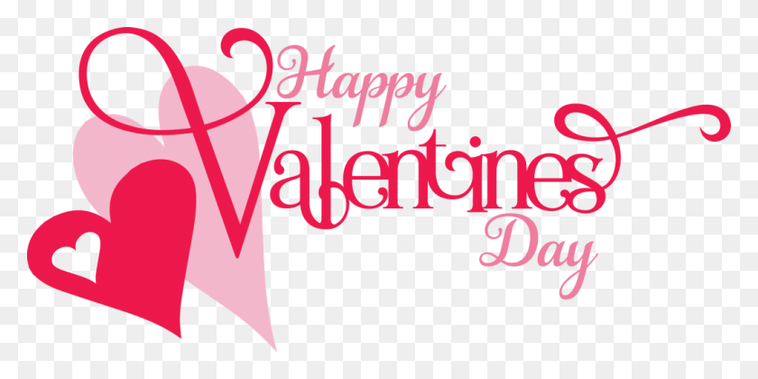 1024x473 Happy Valentines Day Two Hearts Transparent Png - Happy Valentines Day PNG