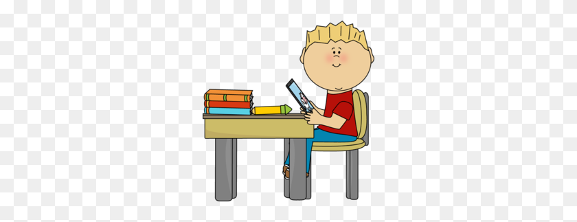 250x263 Hard - Student Working At Desk Clipart