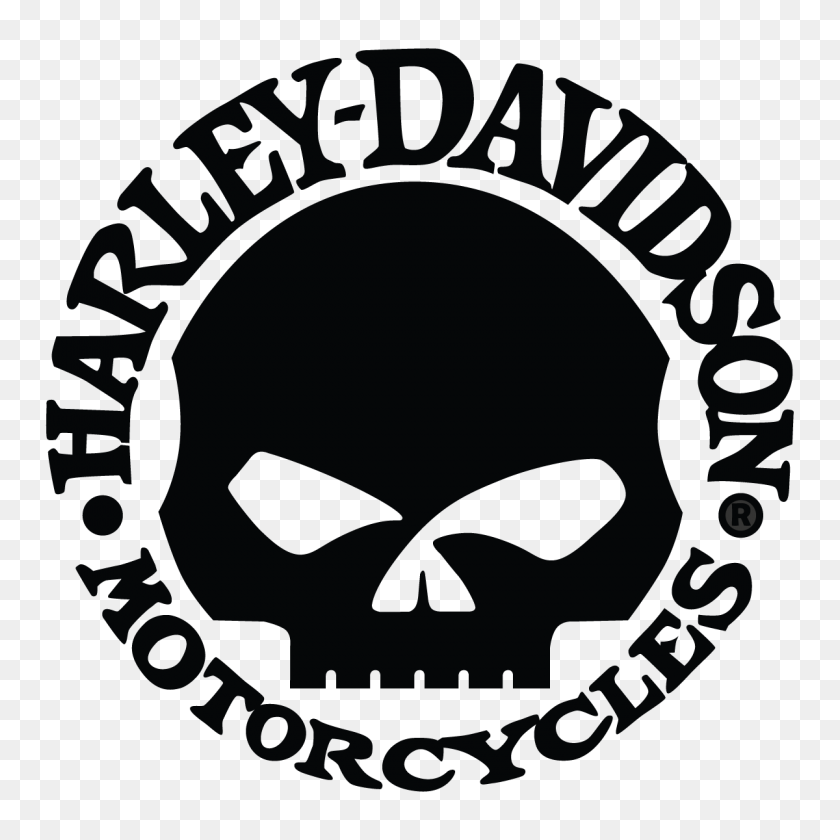 1200x1200 Harley Davidson Motor Cycles Skull Logo Vector Free Vector - Cráneo Silueta Png