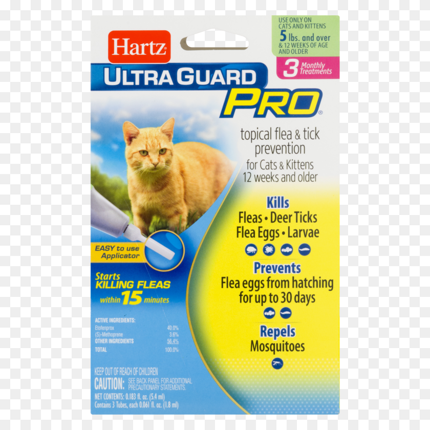 1800x1800 Hartz Ultraguard Pro Flea And Tick Cat Treatment, Monthly - Kittens PNG