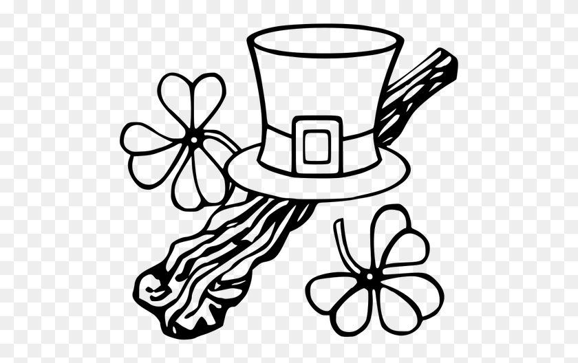 500x468 Hat And Shillelagh Vector Image - Magic Wand Clipart Black And White