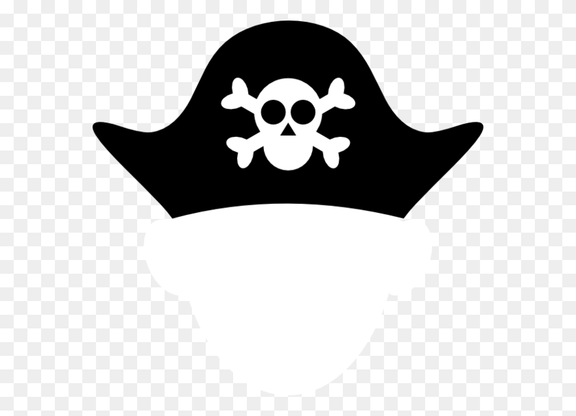570x548 Шляпа Черно-Белая Пиратская Шляпа Картинки Черно-Белый Клипарт - Пиратское Лицо Клипарт