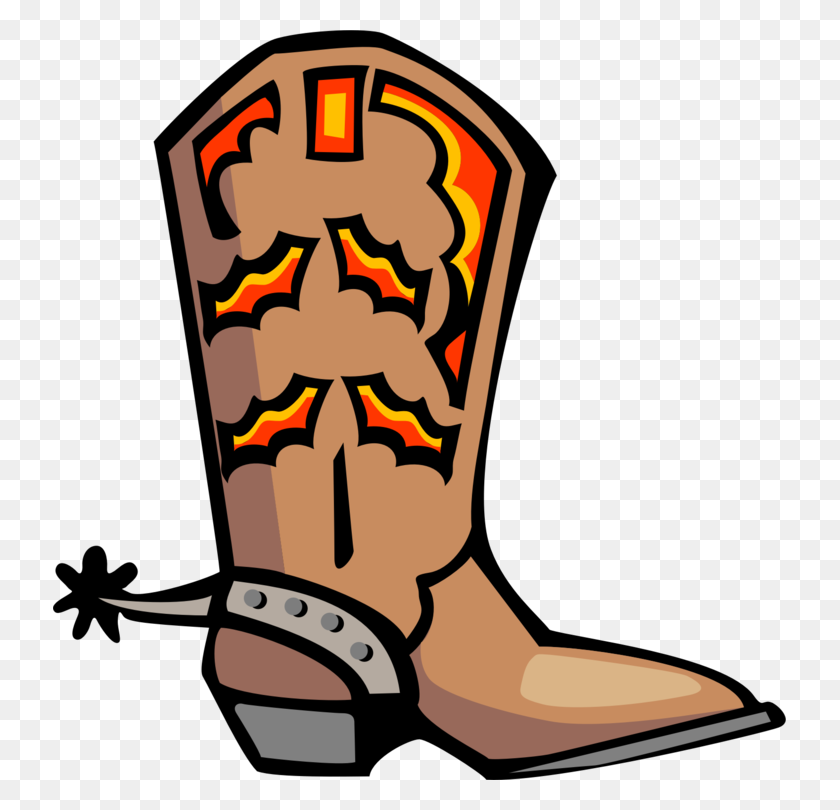 733x750 Hat 'n' Boots Cowboy Boot Shoe - Work Boot Clipart