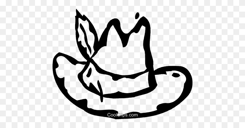 480x380 Hat With A Feather In It Royalty Free Vector Clip Art Illustration - Feather Black And White Clipart