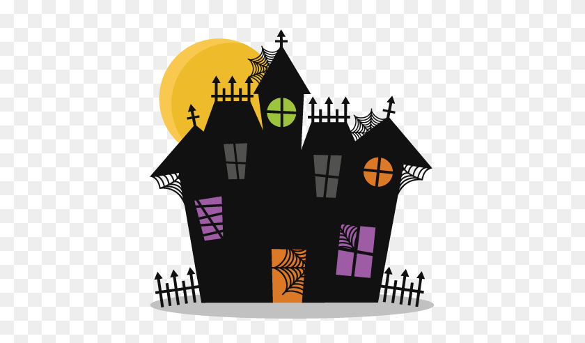 432x432 Casa Embrujada Cortando Murciélago De Halloween Lindo - Castillo Encantado De Imágenes Prediseñadas
