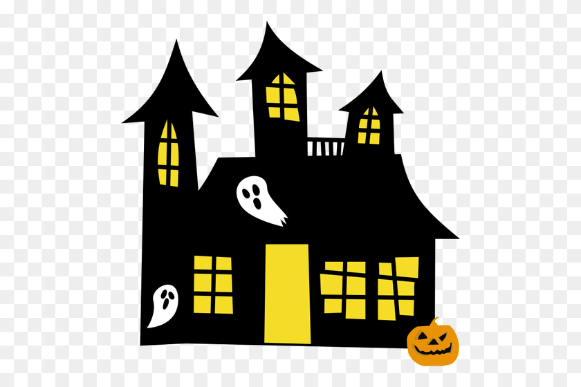 490x500 Haunted House Drawing - Spooky House Clipart