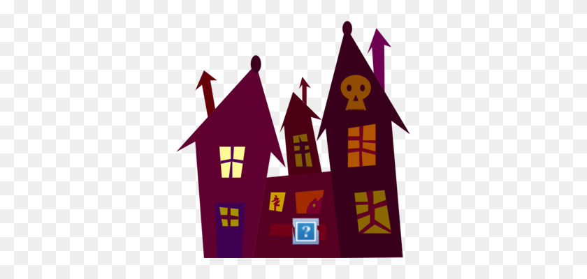 335x340 Haunted House Ghost Silhouette Drawing - House Clipart Silhouette