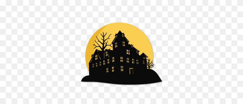 300x300 Haunted House My Miss Kate Cuttables Cutting - Haunted Castle Clipart