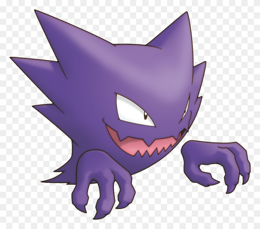 1073x936 Haunter Evolves To Gengar Evolves From Gastly Ghost Pokemon - Gastly PNG