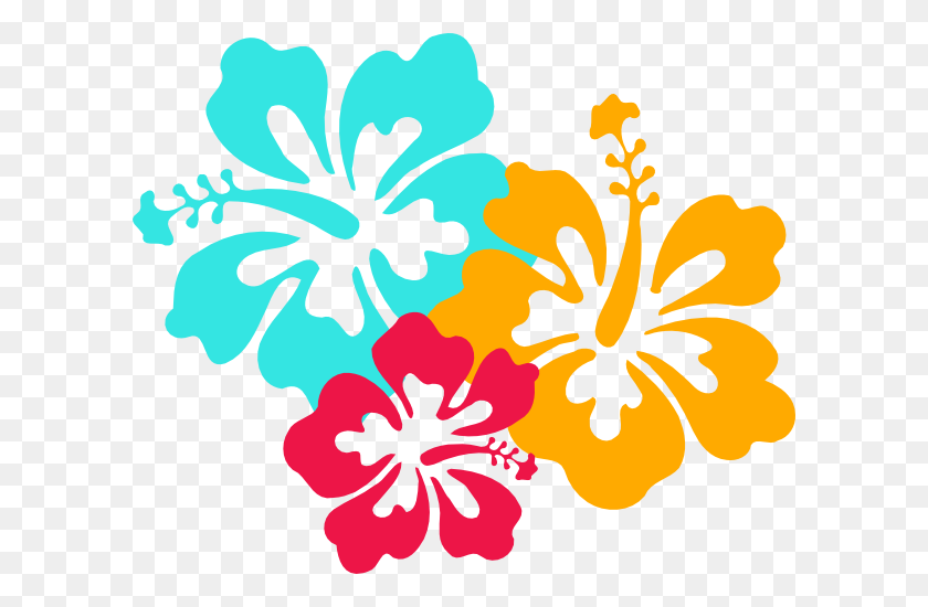 600x490 Imágenes Prediseñadas De Flores Hawaianas, Hibisco Rosa Y Amarillo Gratis - Flores De La Selva Clipart