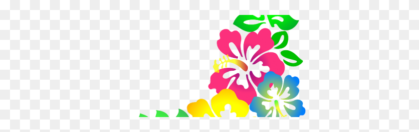 390x205 Hawaiian Flower Clip Art Three Flowers - Hawaiian Flower Clipart