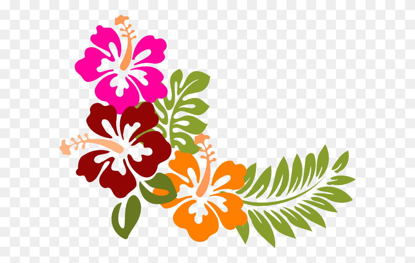 600x473 Гавайский Цветочный Узор Розовый Гибискус Клипарт Pic Clker - Гавайские Цветы Png