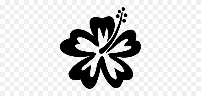 339x340 Hawaiian Language Sticker Flower Decal - Hawaiian Flower Clipart Black And White