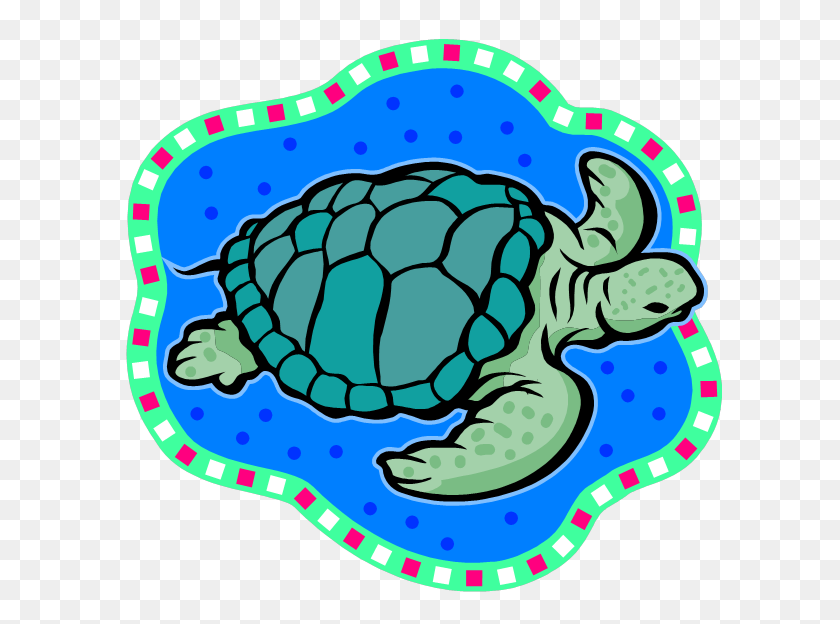 609x564 Гавайские Морские Черепахи - Клипарт Сцены Океана