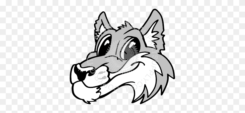 361x328 Head Clipart Wolf - Wolf Head Clipart Black And White
