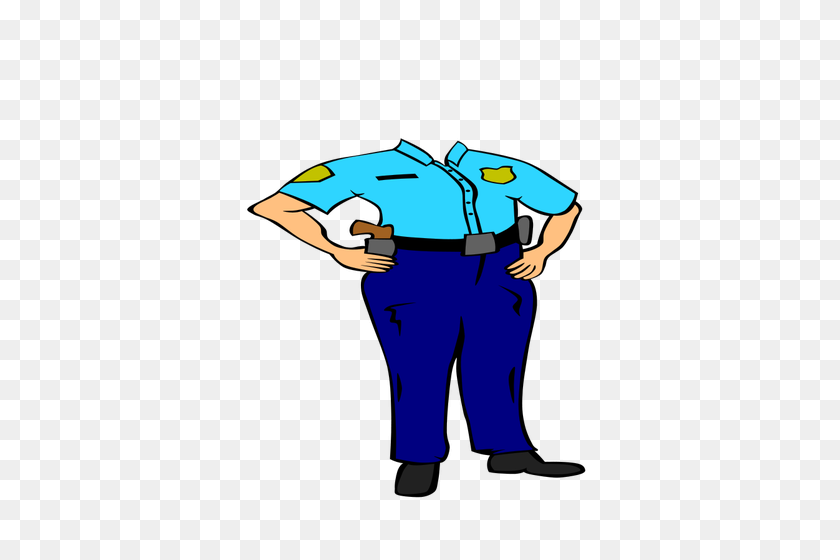 353x500 Oficial De Policía Sin Cabeza De Dibujo Vectorial - Oficial De Imágenes Prediseñadas