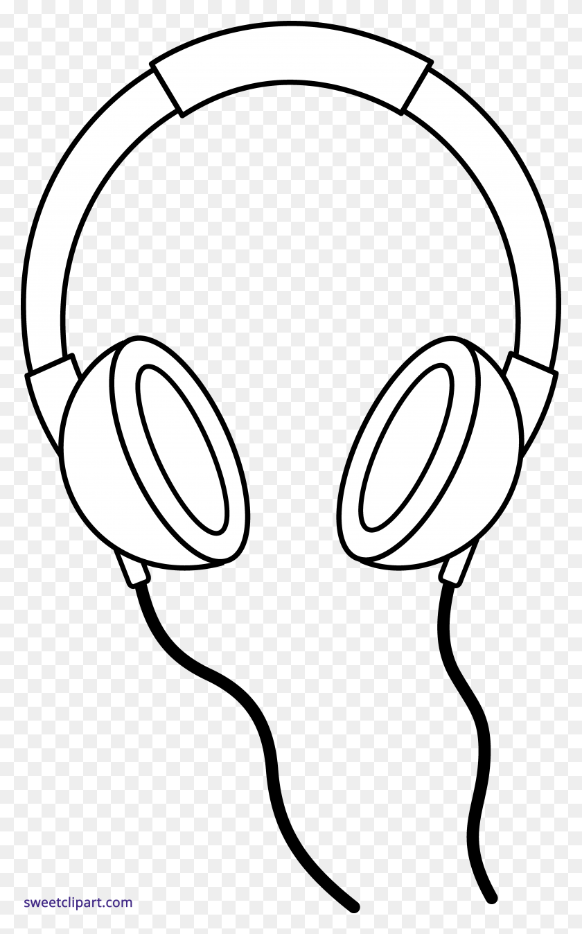 5159x8522 Headphone Clipart Line Art - Earphones Clipart